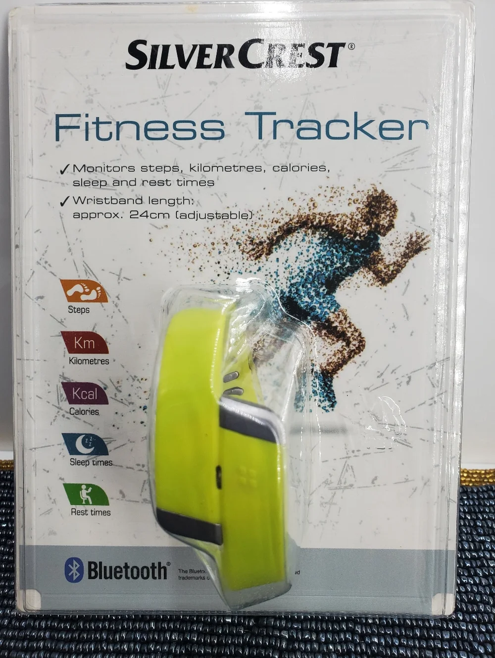 Silver Crest Fitness Tracker Monitor Steps Calorie Counter Green Wristband (C30)